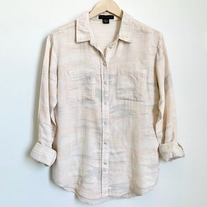 Anthropologie Camo Sanctuary Cream Button Down Shirt